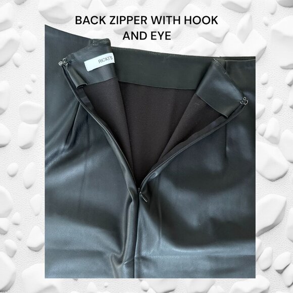 RICKIS Black Pencil Skirt in Faux Leather NWT - Picture 3 of 7